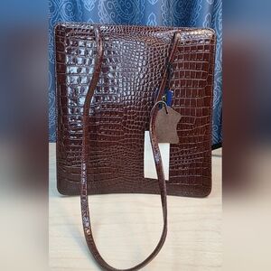 Charter Club Classics Crocodile  Rock Genuine Leather & Snap Closure Purse